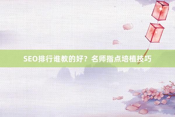 SEO排行谁教的好？名师指点培植技巧